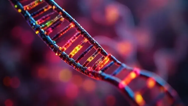 Photorealistic, professional photography, 8K, cinematic lighting, sharp focus, depth of field, shot on a high-end DSLR. A microscopic view of intricate DNA methylation patterns, shown as glowing, colorful chemical tags on a DNA strand. The background is a softly blurred, vibrant cellular environment, symbolizing the dynamic nature of epigenetic regulation. A sense of scientific discovery and precision. Photorealistic, professional photography, 8K, cinematic lighting, sharp focus, depth of field, shot on a high-end DSLR. A microscopic view of intricate DNA methylation patterns, shown as glowing, colorful chemical tags on a DNA strand. The background is a softly blurred, vibrant cellular environment, symbolizing the dynamic nature of epigenetic regulation. A sense of scientific discovery and precision.