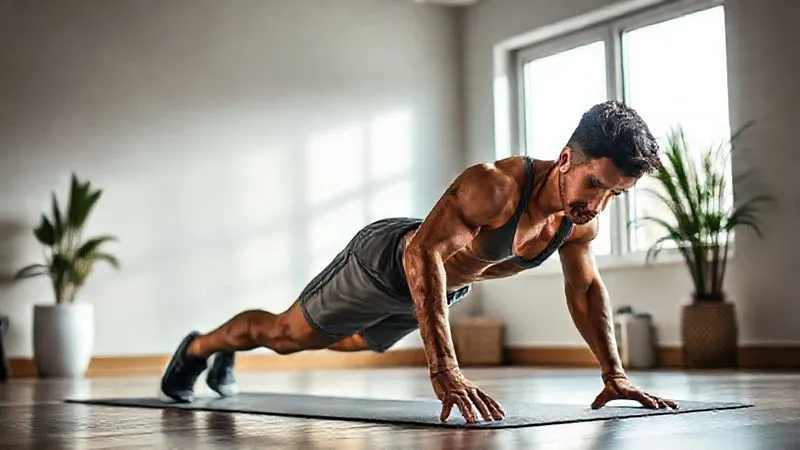 A fit senior male professional in athletic wear performing a plank exercise with good form in a minimalist, modern home gym setting, looking focused and strong. Photorealistic, professional photography, 8K, cinematic lighting, sharp focus, depth of field, shot on a high-end DSLR. A fit senior male professional in athletic wear performing a plank exercise with good form in a minimalist, modern home gym setting, looking focused and strong. Photorealistic, professional photography, 8K, cinematic lighting, sharp focus, depth of field, shot on a high-end DSLR.