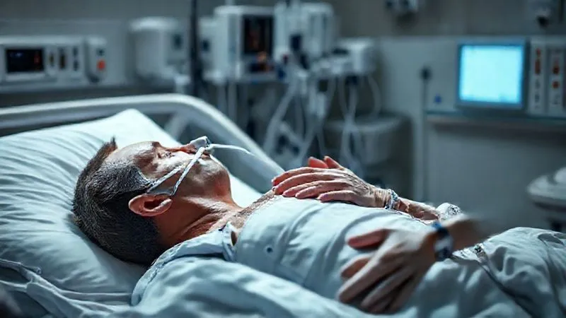 A photorealistic, professional photography, 8K, cinematic lighting, sharp focus, depth of field, shot on a high-end DSLR image of a respiratory therapist carefully performing chest physiotherapy on a critically ill patient in an ICU bed. The patient is intubated, and the therapist's hands are positioned for gentle percussion, with medical equipment visible in the background, conveying a sense of skilled, compassionate care. A photorealistic, professional photography, 8K, cinematic lighting, sharp focus, depth of field, shot on a high-end DSLR image of a respiratory therapist carefully performing chest physiotherapy on a critically ill patient in an ICU bed. The patient is intubated, and the therapist's hands are positioned for gentle percussion, with medical equipment visible in the background, conveying a sense of skilled, compassionate care.