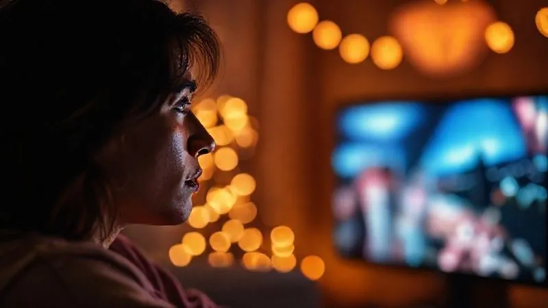 photorealistic, professional photography, 8K, cinematic lighting, sharp focus, depth of field, shot on a high-end DSLR, a person looking thoughtfully at a blurry, glowing screen displaying idealized romantic scenes, their expression a mix of longing and confusion, surrounded by soft, muted tones, representing the influence of media on personal expectations, emotionally resonant photorealistic, professional photography, 8K, cinematic lighting, sharp focus, depth of field, shot on a high-end DSLR, a person looking thoughtfully at a blurry, glowing screen displaying idealized romantic scenes, their expression a mix of longing and confusion, surrounded by soft, muted tones, representing the influence of media on personal expectations, emotionally resonant