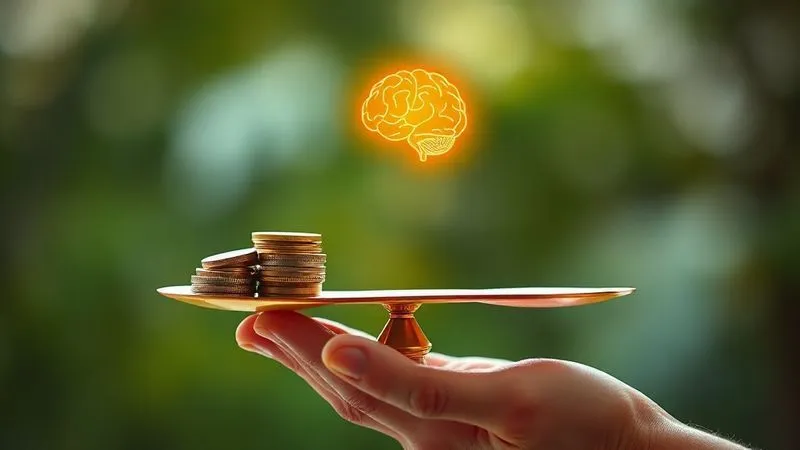 A photorealistic, professional photography, 8K, cinematic lighting, sharp focus, depth of field, shot on a high-end DSLR, showing a hand carefully balancing a delicate digital scale. On one side, there's a small pile of coins and dollar bills, representing app costs and business models. On the other side, there's a glowing, abstract symbol of mental well-being, symbolizing client benefit. The scale is slightly tipping towards the well-being symbol, suggesting the ethical balance required. A photorealistic, professional photography, 8K, cinematic lighting, sharp focus, depth of field, shot on a high-end DSLR, showing a hand carefully balancing a delicate digital scale. On one side, there's a small pile of coins and dollar bills, representing app costs and business models. On the other side, there's a glowing, abstract symbol of mental well-being, symbolizing client benefit. The scale is slightly tipping towards the well-being symbol, suggesting the ethical balance required.