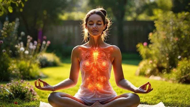 A photorealistic, professional photography, 8K, cinematic lighting, sharp focus, depth of field, shot on a high-end DSLR. A serene image of a woman meditating in a tranquil, sunlit garden, with subtle, glowing representations of endocrine glands (thyroid, adrenals, ovaries) overlaid on her body, symbolizing hormonal balance and its connection to overall well-being and bone health. A photorealistic, professional photography, 8K, cinematic lighting, sharp focus, depth of field, shot on a high-end DSLR. A serene image of a woman meditating in a tranquil, sunlit garden, with subtle, glowing representations of endocrine glands (thyroid, adrenals, ovaries) overlaid on her body, symbolizing hormonal balance and its connection to overall well-being and bone health.