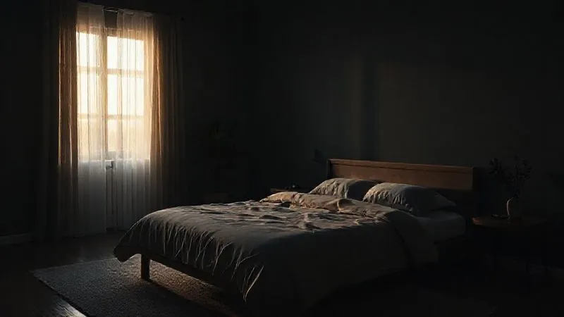 A photorealistic, 8K, professional photography, cinematic lighting, sharp focus, depth of field, shot on a high-end DSLR, of a minimalist, dark bedroom at dawn, with soft, natural light filtering through sheer curtains, a perfectly made bed, and a subtle, calming plant. The atmosphere is peaceful and conducive to rest. A photorealistic, 8K, professional photography, cinematic lighting, sharp focus, depth of field, shot on a high-end DSLR, of a minimalist, dark bedroom at dawn, with soft, natural light filtering through sheer curtains, a perfectly made bed, and a subtle, calming plant. The atmosphere is peaceful and conducive to rest.