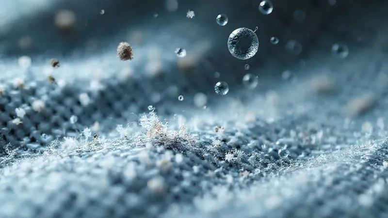 A highly detailed, photorealistic microscopic view of various airborne office pollutants: tiny dust mites on fabric fibers, mold spores floating, VOC molecules represented by abstract chemical structures, and fine particulate matter. The image uses dramatic, cinematic lighting to highlight the unseen threats, 8K, sharp focus, depth of field. Shot on a high-end DSLR. A highly detailed, photorealistic microscopic view of various airborne office pollutants: tiny dust mites on fabric fibers, mold spores floating, VOC molecules represented by abstract chemical structures, and fine particulate matter. The image uses dramatic, cinematic lighting to highlight the unseen threats, 8K, sharp focus, depth of field. Shot on a high-end DSLR.